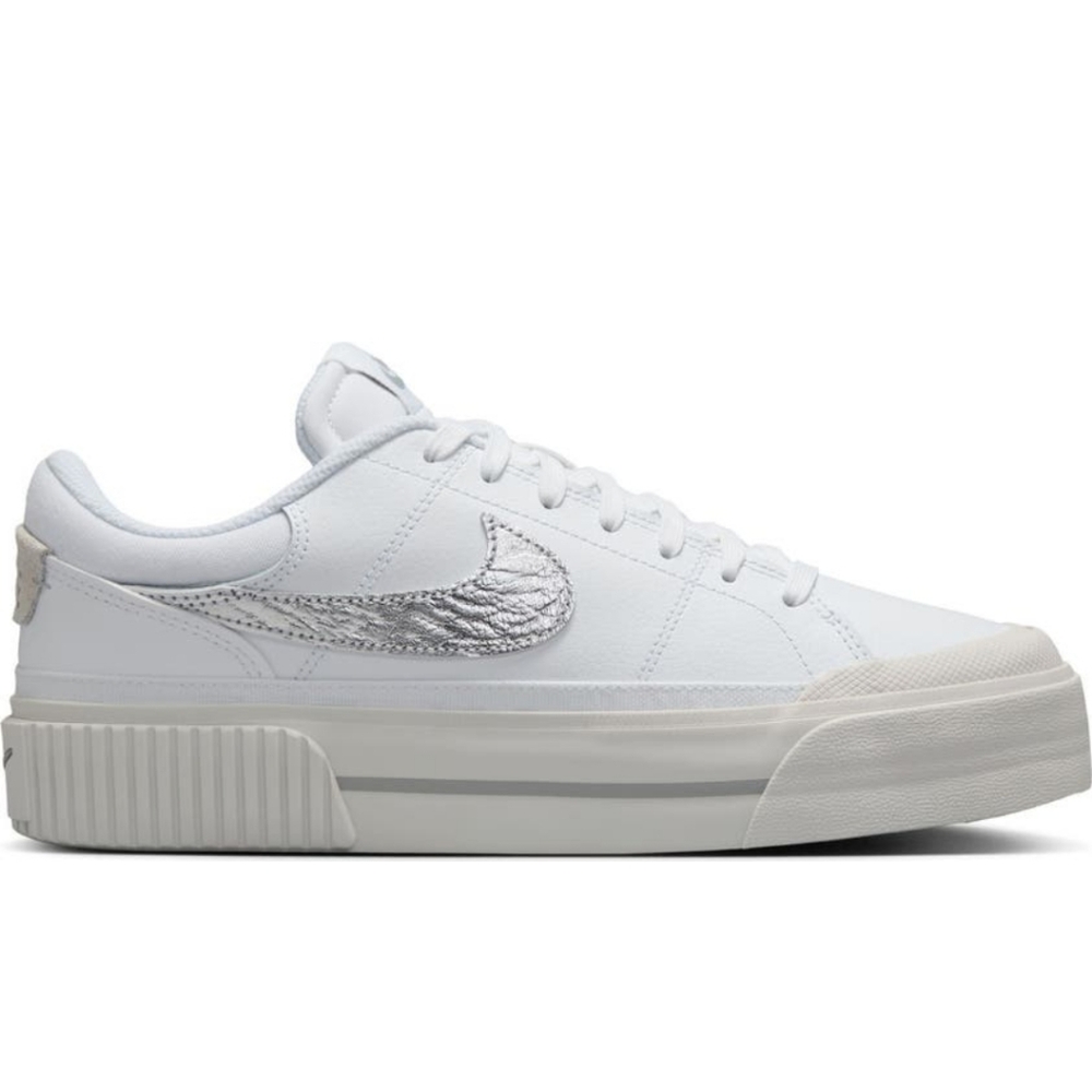NEW IN BOX Nike Court Legacy Lift Platform White Silver Bone - Picture 3 of 5